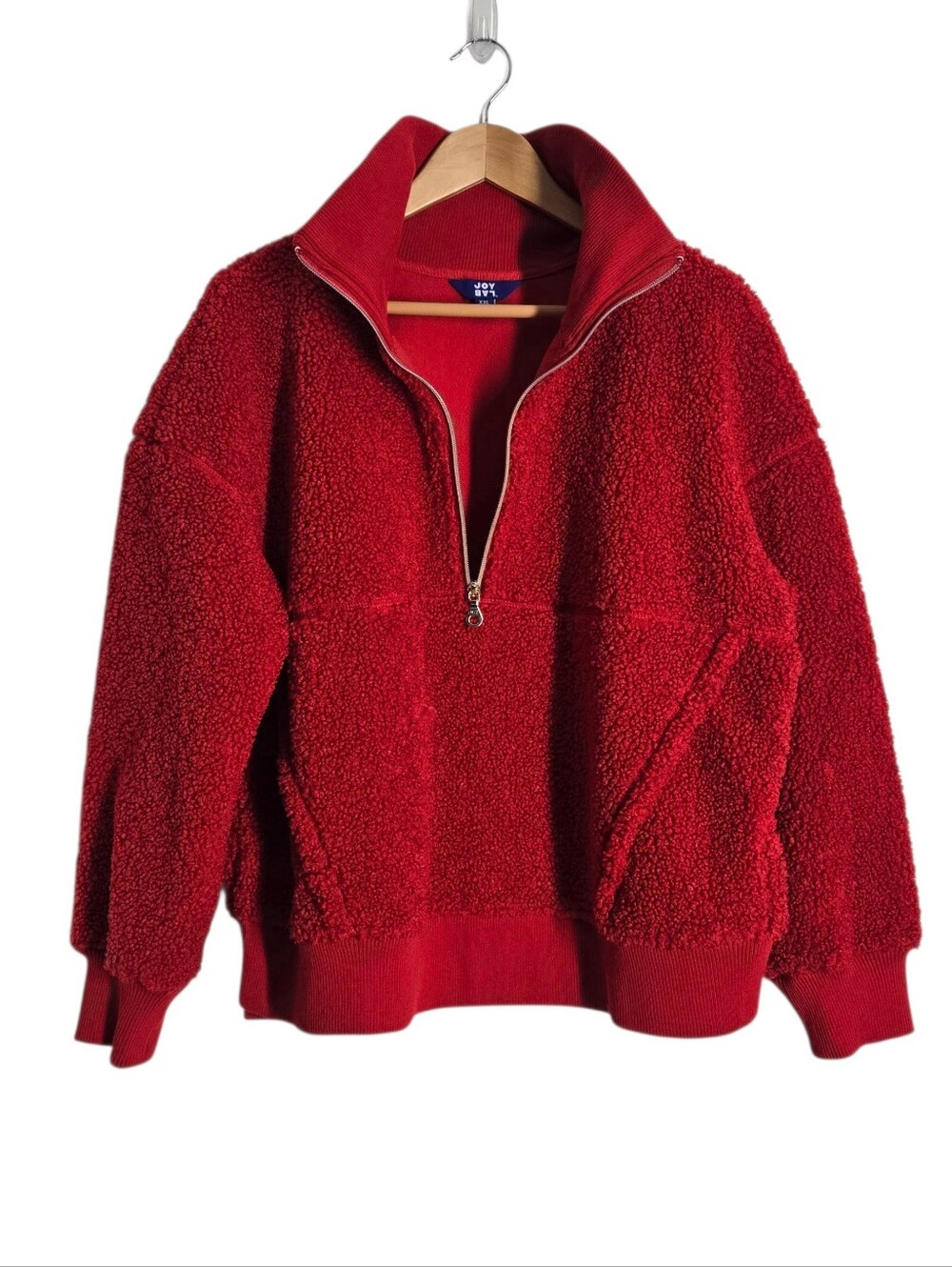 JoyLab Red Teddy Sherpa Half-Zip Jacket XXL